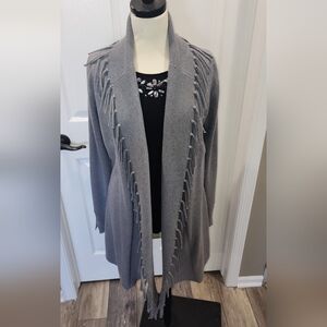 WHBM Gray Sweater w/ Shawl Collar- Size Large